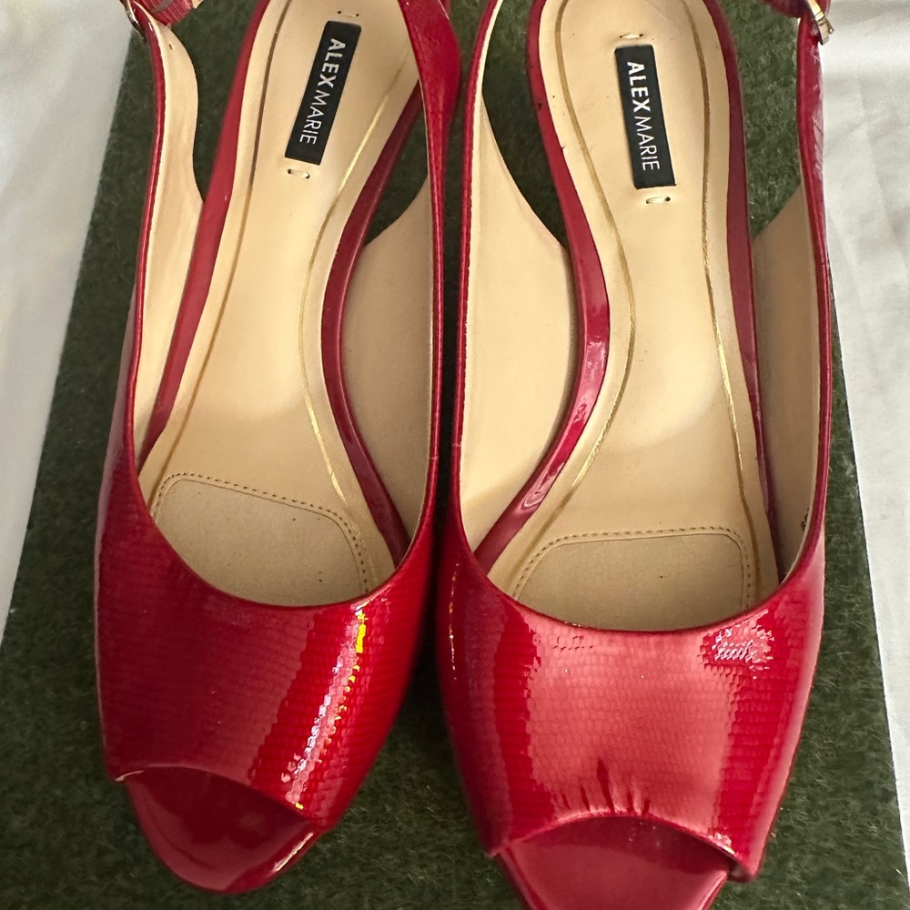 Alex Marie Glossy Red Slingback Heels